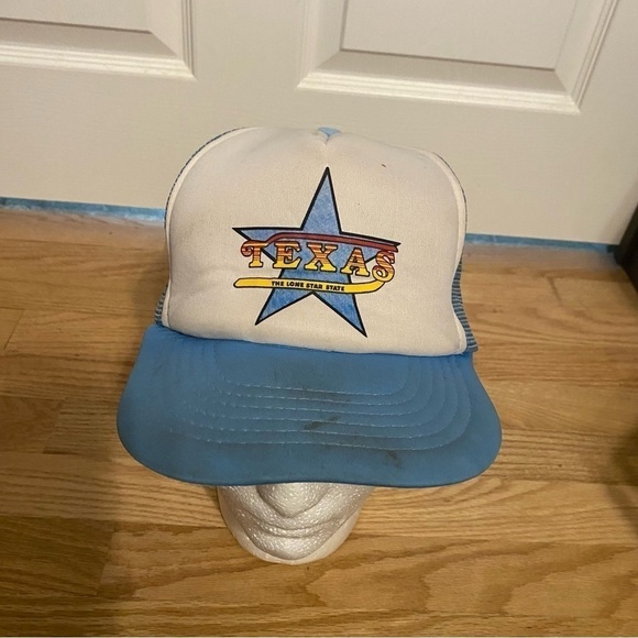 Vintage Texas the Lonestar State Trucker Hat Mesh Snap Back Blue - Picture 2 of 11